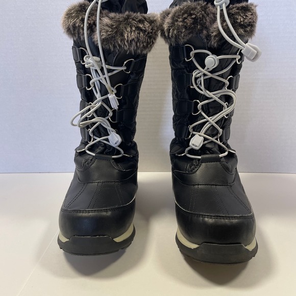 Lands End Youth 487526 Hillary Tall Snow Winter Boots sz 3m Faux Fur Black - Picture 1 of 10